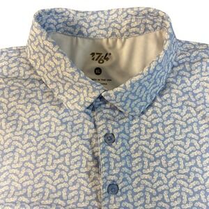 1764 Mens XL Blue All Over Motorcycle Print Performance Golf Polo Shirt
